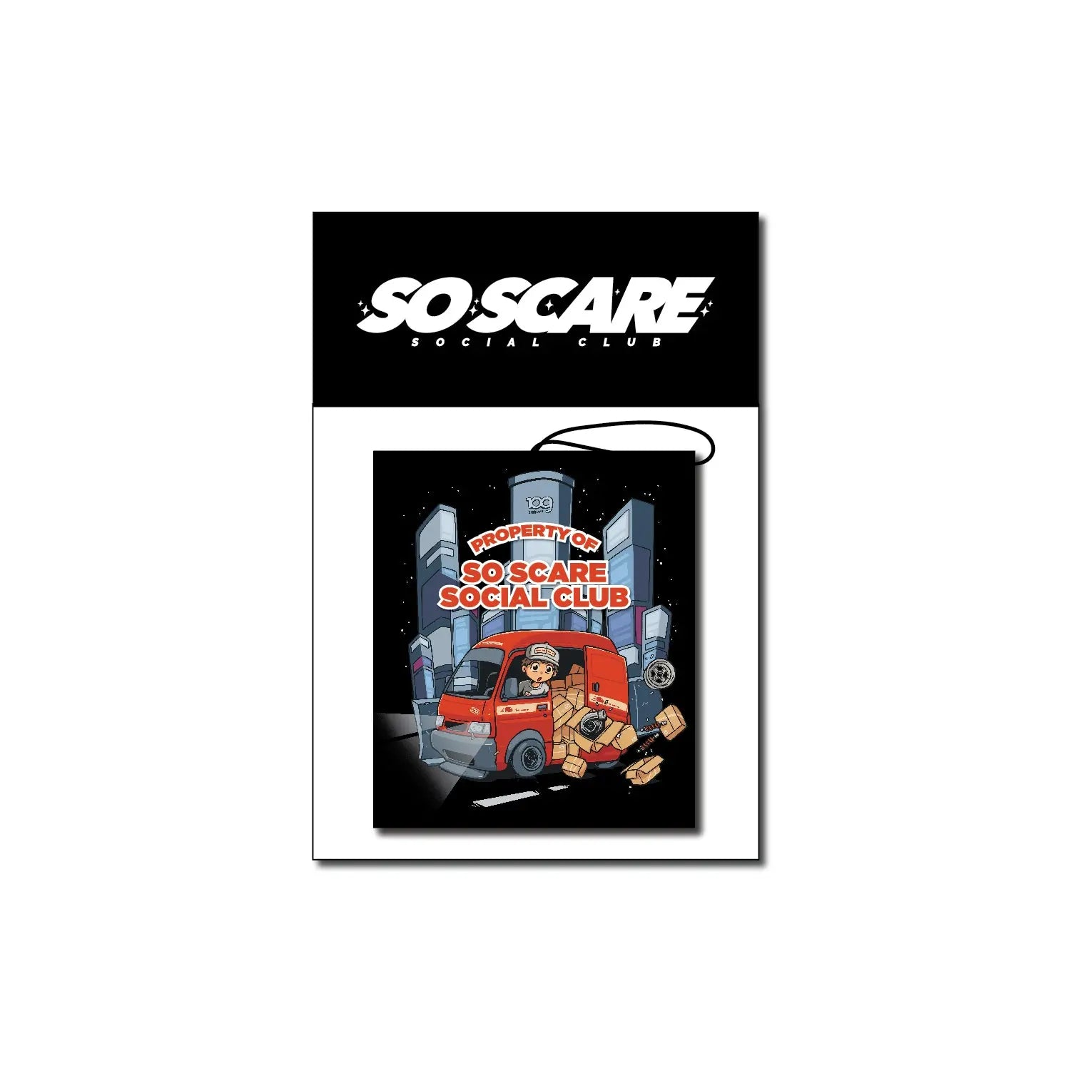 MINI TRUCK AIR FRESHENER - BLACK ICE SO SCARE SOCIAL CLUB