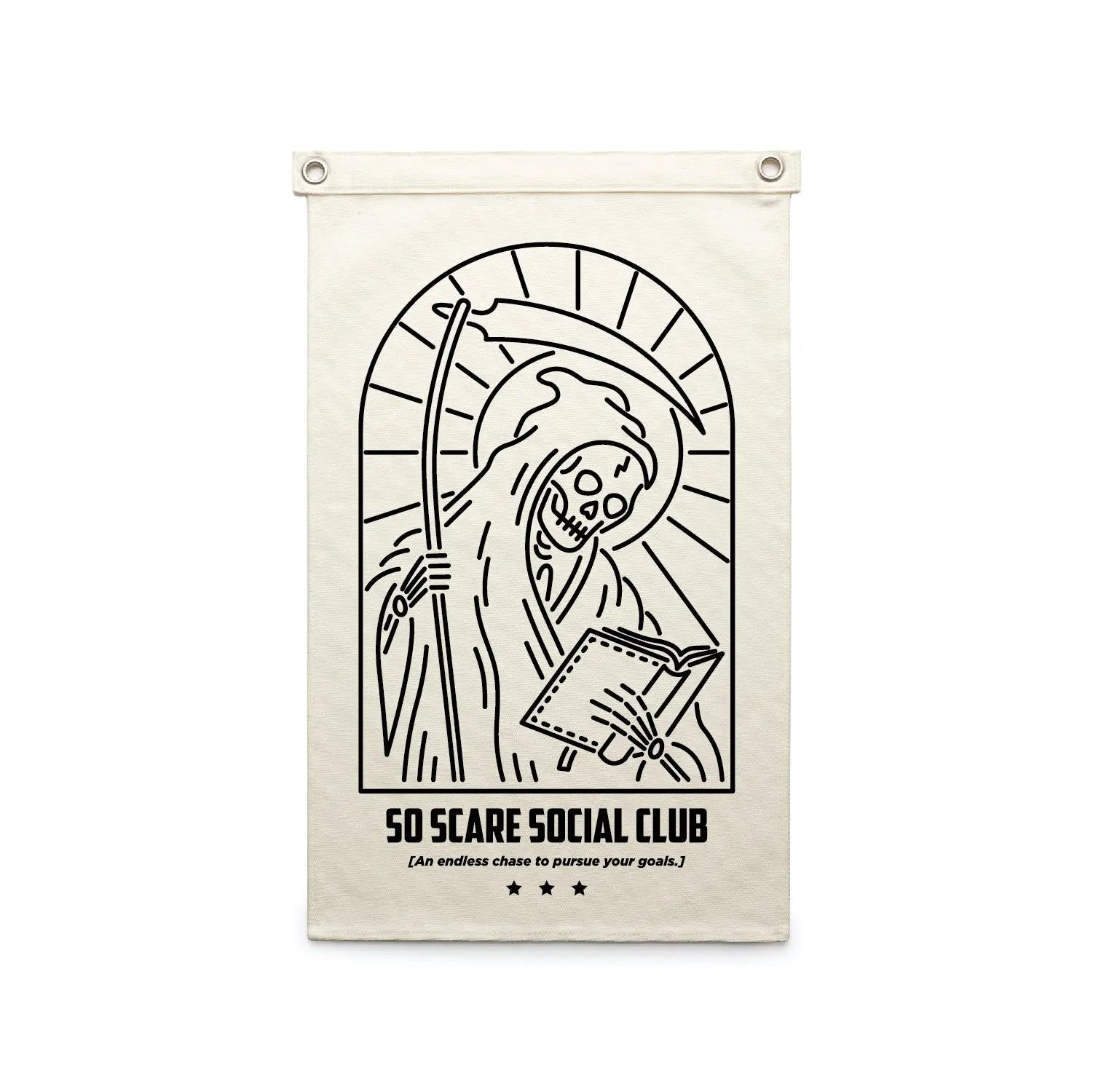 GRIM REAPER CANVAS FLAG SO SCARE SOCIAL CLUB