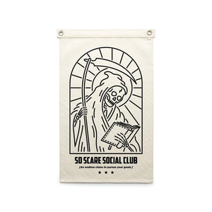 GRIM REAPER CANVAS FLAG SO SCARE SOCIAL CLUB