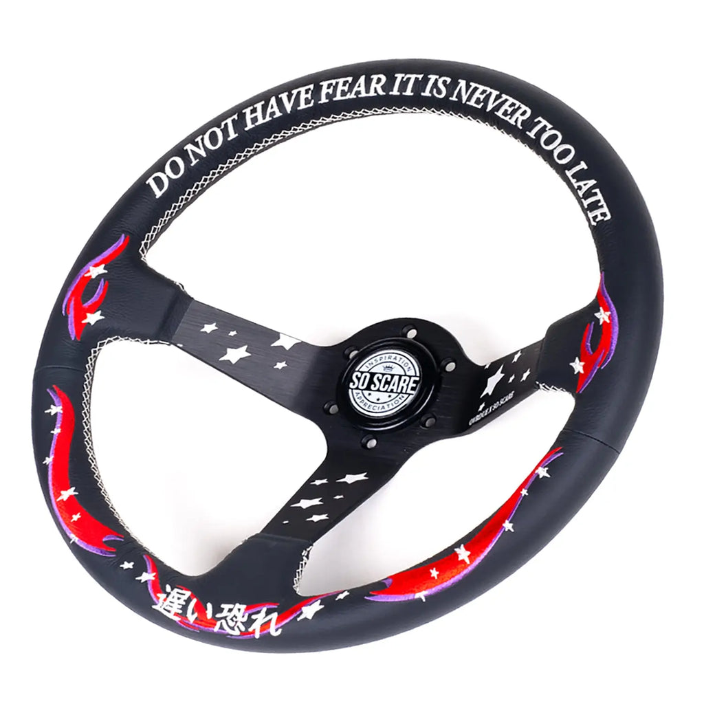 LOW CAR STYLE STEERING WHEEL [GENUINE LEATHER] SO SCARE SOCIAL CLUB