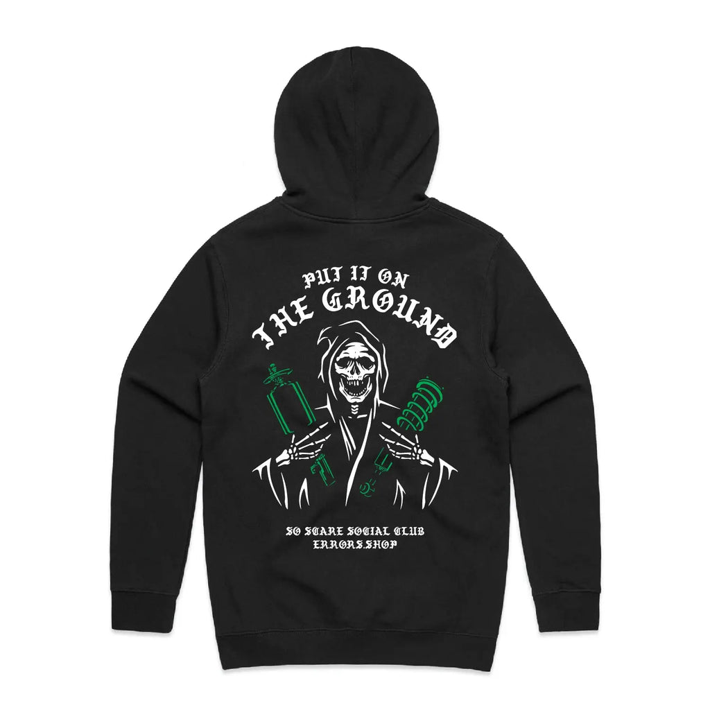 ON THE GROUND HOODED SWEATSHIRT SO SCARE SOCIAL CLUB
