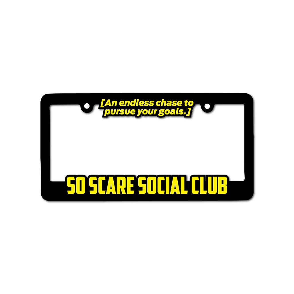 SO SCARE LICENSE PLATE FRAME - YELLOW SO SCARE SOCIAL CLUB